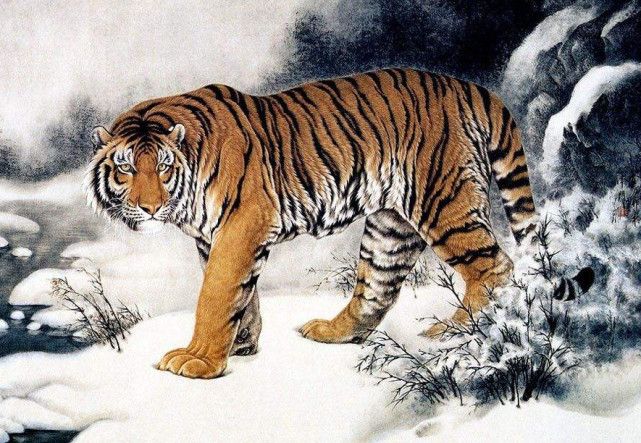 老兵用陷阱抓住了老虎，喝醉了就把它扔了。
